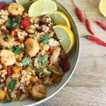 Salteado de Gambas con Arroz